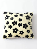 GobekUsa Black/White Flower Cow Pattern Plush Cushion Cover 50x50 - Double Sided Print