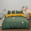 GobekUsa Japanese Grid Print Bedding Set for All Seasons, Queen/King Size Quilt Cover