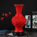 GobekUsa 10-inch Red Lacquerware Flower Auspicious Vase