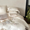 GobekUsa Embroidered Lace Princess Bedding Set - 4 Piece Cotton Flowers Collection