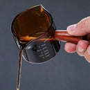 GobekUsa Glass Double Mouth Espresso Measuring Cup with Wooden Handle Scale Mug