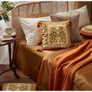 GobekUsa Gobelin Tapestry Style Reversible Cushion Cover with Tassels and Retro Birds Floral Decor