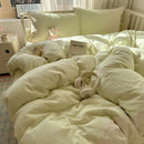 GobekUsa Lace Duvet Cover Bedding Set 4Pcs French Washed Cotton for Single Double Bed