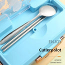 GobekUsa Kids Cartoon Bento Lunch Box with Fork Spoon, Heated 3 Grid Sandwich Snack Box