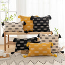 GobekUsa Black Ivory Mustard Tassel Woven Cushion Cover for Home Decoration