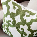 GobekUsa Green Geometric Canvas Cotton Embroidered Cushion Cover 45x45cm
