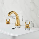 GobekUsa Gold Crystal Handle Basin Faucet, 3 Hole Widespread Bathroom Sink Tap
