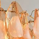GobekUsa Gold Chrome Dimmable Amber Glass Petal Chandelier – French Design Luxury Hanglamp
