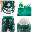 GobekUsa Christmas Tree Ceramic Mug with Lid Straw for XMAS Gift