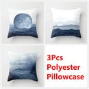 GobekUsa Blue Ink Flower Cushion Cover Set - Nordic Style Sofa Pillowcase Trio for Home Decoration