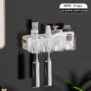 GobekUsa Inverted Toothbrush Holder with Automatic Toothpaste Squeezer & Makeup Storage Rack