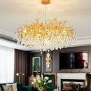 GobekUsa Crystal LED Living Room Chandelier, Modern Luxury Water Drop Pendant Lamp
