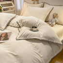 GobekUsa Cozy Shell Edges Bedding Set: Soft Duvet & Fitted Sheet for Autumn/Winter