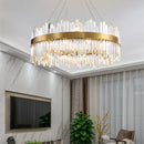 GobekUsa Crystal LED Chandelier: Elegant Gold Lighting for Dining Room