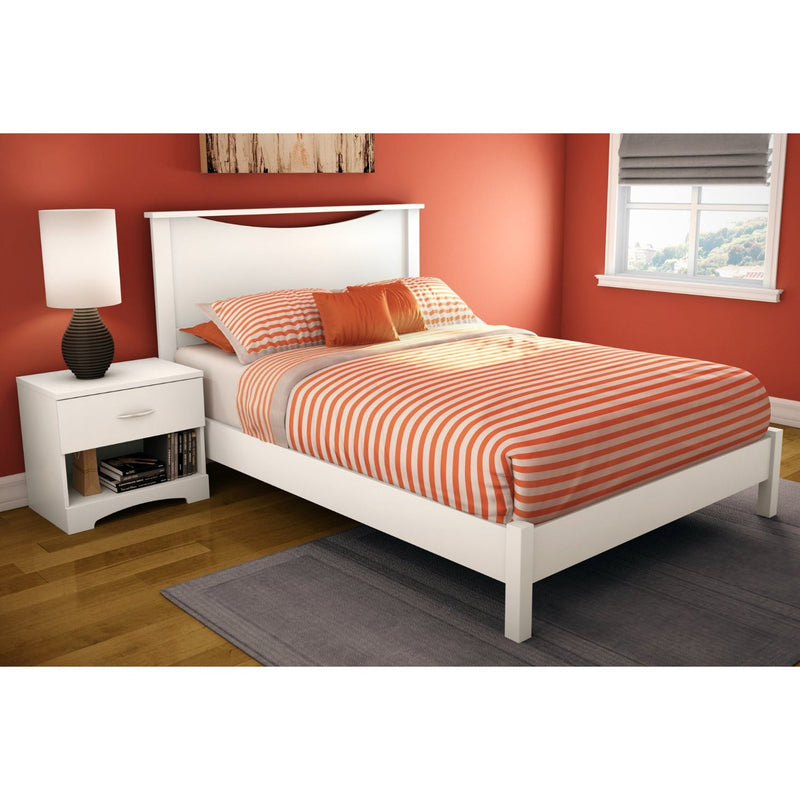 Full size Simple Platform Bed in White Finish - Modern Design, photo 3 of 5