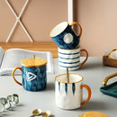 GobekUsa Japanese Style Ceramic Mug with Spoon and Lid