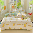GobekUsa Cartoon Printed Bedding Set: Soft Cozy Duvet Cover, Bedsheet, Pillowcase, Single Double Bedclothes