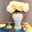 GobekUsa Gold Diamond Porcelain Vase: Elegant Ceramic Home Decoration & Storage Jar