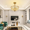 GobekUsa Luxe Crystal Semi Chandelier for Bedroom, Restaurant, Aisle - European Retro Style