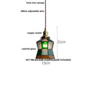 GobekUsa Copper Canopy LED Pendant Light Fixture Green Glass Hanging Lamp