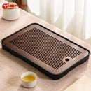 GobekUsa Bamboo Tea Tray: Simple Kung Fu Tea Set, Dual Wet/Dry Use, Efficient Storage