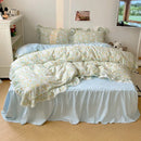 GobekUsa Korean Lace Ruffles Bedding Set with Bed Skirt, Soft Skin-Friendly Material