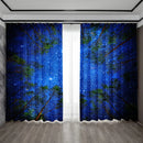 GobekUsa Dark Blue Forest & City Night View Modern Printed Curtains