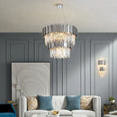 GobekUsa Black Gold Crystal Oval LED Hanging Chandelier Lighting Fixture