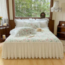 GobekUsa Lace Ruffles Bed Skirt Set with Pillowcases for 1.2-2M Beds