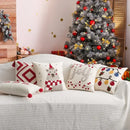GobekUsa Christmas Bell Red Geometric Tufted Throw Pillow Cover for Holiday Party Home Decor