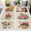 GobekUsa Cute Owl Animal Placemat Music Bird Kitchen Dining Table Mats Coaster Bowl Cup Mat