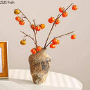 GobekUsa Ceramic Vase: Wabi-sabi Style, Retro Floral Arrangement, Room Decor