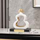 GobekUsa Gold Gourd Ceramic Sculpture Desk Decor Porcelain Crafts Room Ornaments