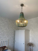 GobekUsa Blue Wood Beads Ceiling Chandelier Pendant Lamps