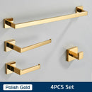 GobekUsa Brushed Gold Stainless Steel Bathroom Accessories Set: Toilet Wall Towel Bar, Paper Holder, Hook