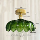 GobekUsa Green Glass Copper Ceiling Light Fixture Balcony Kitchen Modern LED Lamp