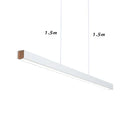 GobekUsa LED Linear Pendant Light - White Black Wood Finish - Long Hanging Office Fixture