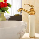 GobekUsa Gold Jade Brass Bathroom Basin Faucet | Deck Mounted Hot Cold Water Mixer