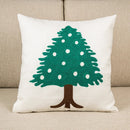 GobekUsa Embroidered Christmas Tree Cushion Cover 45x45cm Green Red Square Pillow Cover