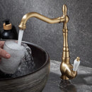 GobekUsa Antique Bronze Basin Faucet Hot & Cold Brass Bathroom Sink Lavatory Kitchen Faucet
