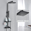 GobekUsa Black Rainfall Shower Faucet Set with Bathtub Tap and Height Adjust Shower Mixer