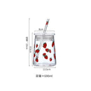 GobekUsa Glass Cup Set with Lip Straws for Cold Drinks, Handmade, 600ml Strawberry Flavor
