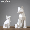 GobekUsa Geometric Fox Sculpture: Modern White Abstract Desktop Art & Creative Gift
