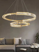 GobekUsa Crystal Gold Ring LED Chandelier for Minimalist Luxury Home Decor