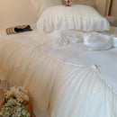 GobekUsa French Princess Velvet Bedding Set, Queen Size with Lace Ruffles