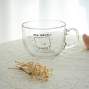 GobekUsa Bear Print Glass Coffee Mug with Handle for Home & Office