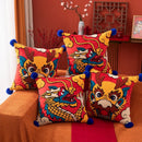 GobekUsa Chinese Dragon Embroidered Cushion Cover: Festive New Year Home Decor Pillow Case