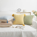 GobekUsa Jacquard Woven Cushion Cover with Tassels - Modern Minimalist Striped Design