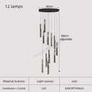 GobekUsa Gold Crystal Stairs Chandelier Luxe LED Pendant Light Luxury Indoor Lighting