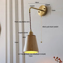 GobekUsa Ash Wood LED Wall Lamp with Pull Chain Switch for Home Decor